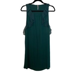 Free People Green Sleeveless Mini Dress with Ruffle Accent and Pockets Sz. 6